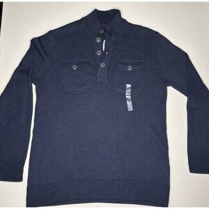 GAP Women's Navy Pullover V-Neck Sweater With Buttons Size Large NWTs